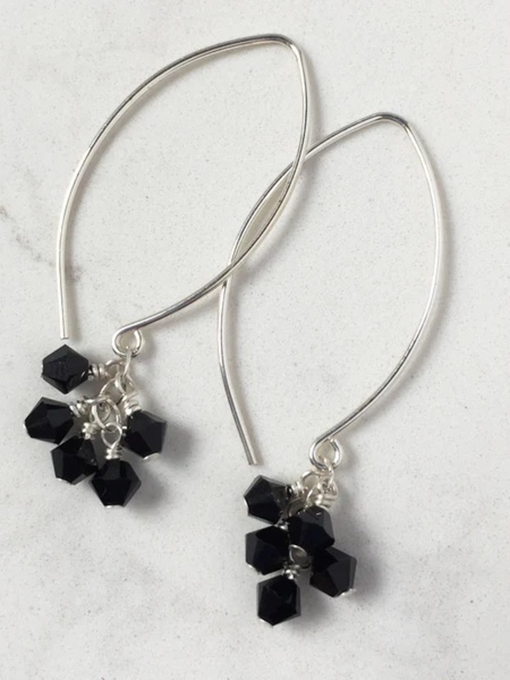 Silpada Womans Earrings Sterling Silver Chandelier Pierced Black  Obsidian VTG